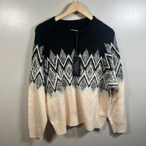 Varley Siren Relaxed Jacquard Sweater Size Large Wool Blend Fair Isle Cozy Ski